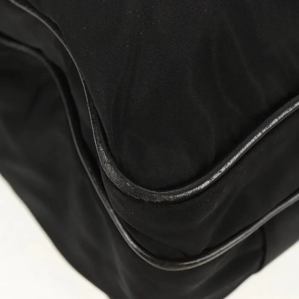 PRADA Business Bag Nylon Leather Black Silver Auth bs31717